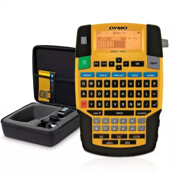 DYMO RHINO 4200 Σετ Βιομηχανικής Συσκευής Ετικετών με Βαλίτσα | Πληκτρολόγιο QWERTZ & Γρήγορα Πλήκτρα Εξοικονόμησης Χρόνου | Ανθεκτικός Εκτυπωτής Ετικετών για Εργοτάξια και Απαιτητικές Εργασίες Σήμανσης