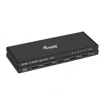 Equip Ultra Λεπτός Διαχωριστής 4-Port HDMI 2.0, HDMI, 4x HDMI, 3840 x 2160 Pixel, Μαύρο, Αλουμίνιο, 4K Ultra HD