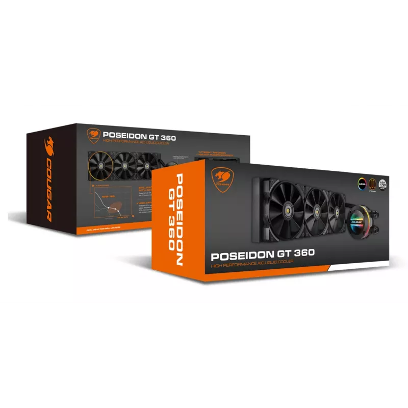 COUGAR υδρόψυξη CPU Poseidon-GT 360, ARGB, μαύρο, σετ υγρής ψύξης, 12 cm, μαύρο