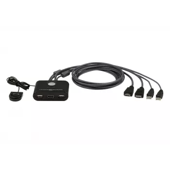 ATEN 2-Port USB FHD HDMI Καλώδιο KVM-Switch, 1920 x 1200 Pixel, Full HD, 1,518 W, μαύρο
