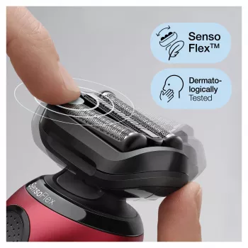 Ξυριστική μηχανή με πλέγμα Braun Series 6 61-R1200s SensoFlex SensoFoil μαύρο κόκκινο