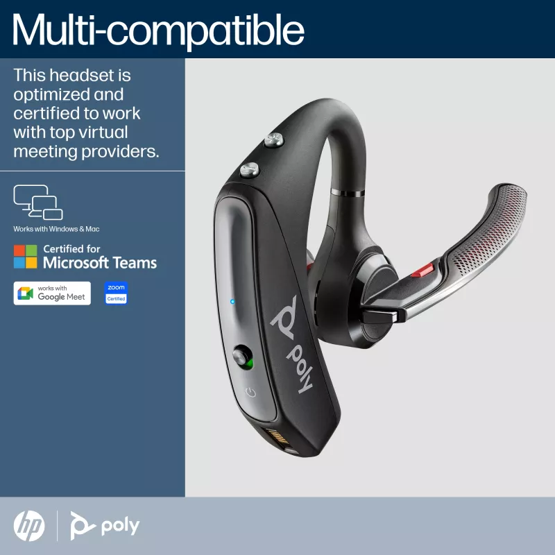 Headset Poly Voyager 5200 USB-A Bluetooth Headset +BT700 Dongle