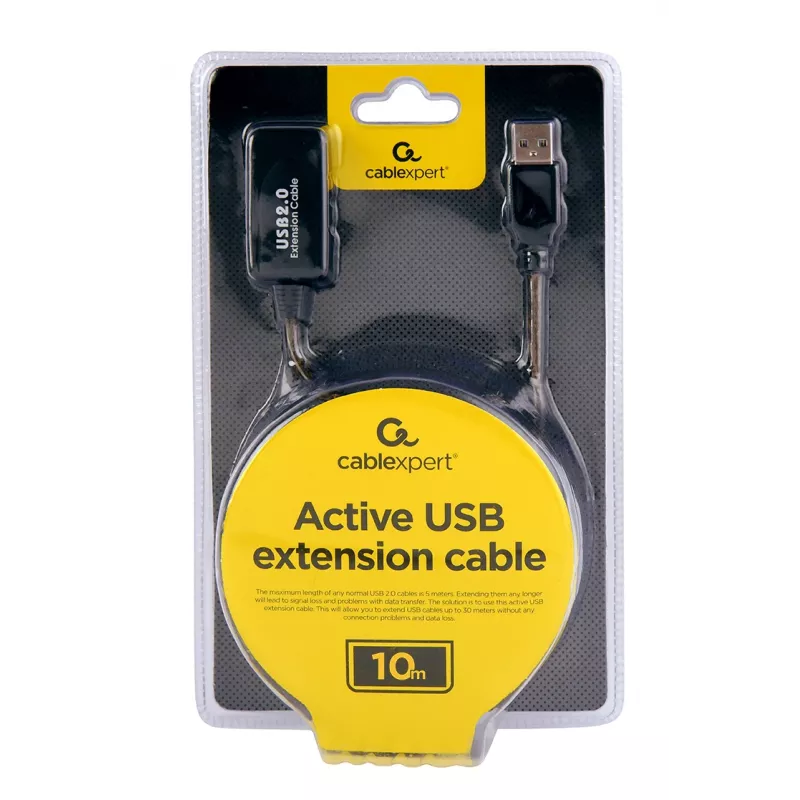 GEMBIRD ενεργό καλώδιο επέκτασης USB 2.0, 10 m - μαύρο