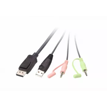 KVM-Switch ATEN CS22DP-AT 2-Port USB DisplayPort, 4K@30Hz, κονσόλα USB-A, ήχος, καλώδιο 1,2 m