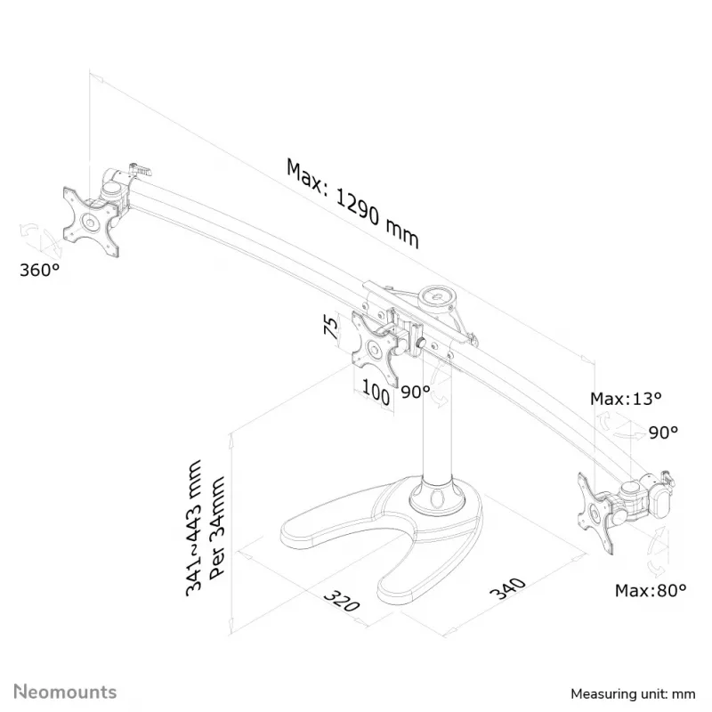 Neomounts FPMA-D700DD3 βάση οθόνης 10-27 inch
