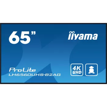 iiyama LH6560UHS-B2AG Οθόνη Signage Digital A-board 163,8 cm (64,5 ίντσες) LED Wi-Fi 500 cd/m² 4K Ultra HD μαύρο Ενσωματωμένος επεξεργαστής Android 11 24/7