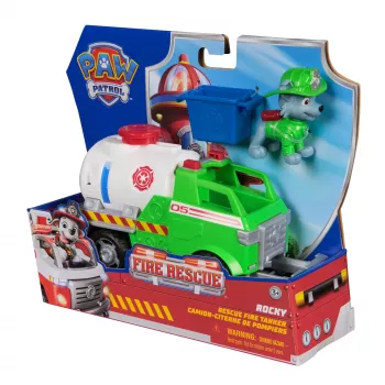 PAW Patrol Fire Rescue: Rocky Rescue Fire Tanker με φιγούρα δράσης, βραχίονα σύλληψης και φορτηγό παιχνίδι, παιχνίδι για αγόρια & κορίτσια από 3 ετών