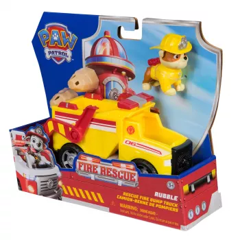 PAW Patrol Fire Rescue: Rubble ανατρεπόμενο πυροσβεστικό διάσωσης με φιγούρα δράσης, βλήματα και φορτηγό παιχνίδι, παιχνίδι για αγόρια και κορίτσια από 3 ετών