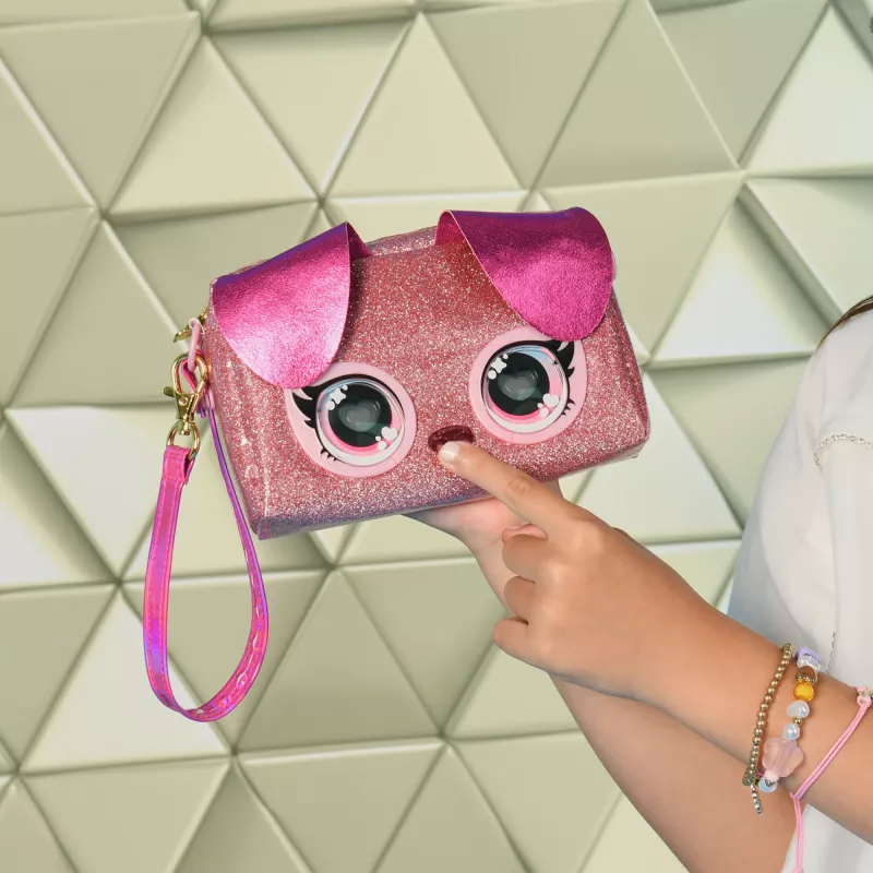 Purse Pets, Keepin’ It Clutch Dazzling Diva παιχνίδι κουτάβι και τσάντα καρπού με φωτεινά ουράνια μάτια, παιχνίδι για κορίτσια από 4 ετών