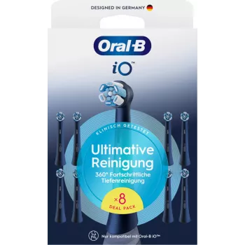 Oral-B iO Ultimate Clean Ανταλλακτικές κεφαλές βούρτσας — Συσκευασία 8 τεμ., Μαύρο, για ανώτερη αφαίρεση πλάκας