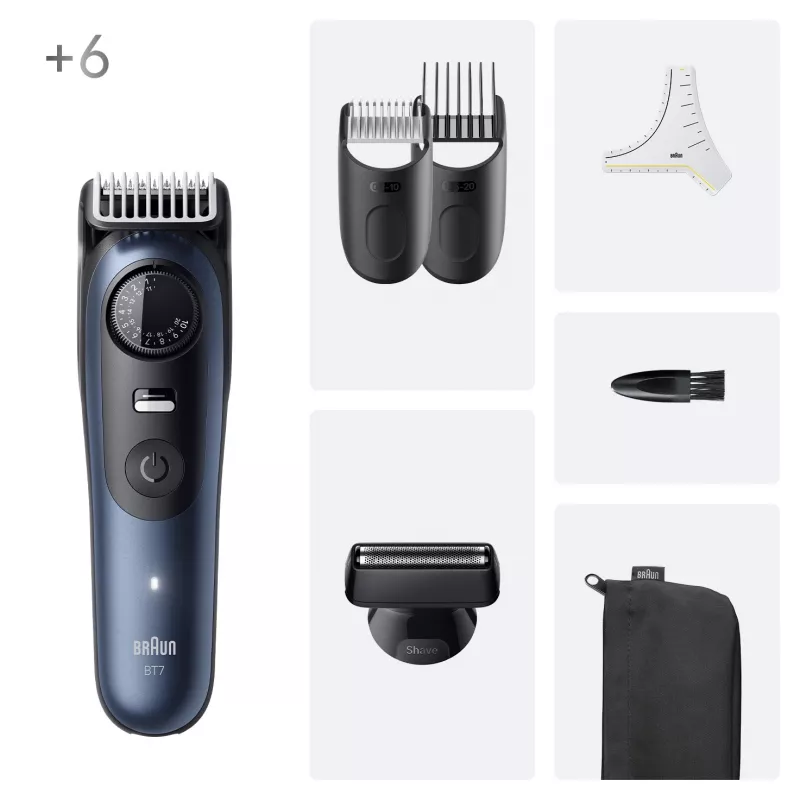Braun BeardTrimmer 7 BT7520 μπαταρία 40 2 cm υγρό & στεγνό μαύρο, μπλε