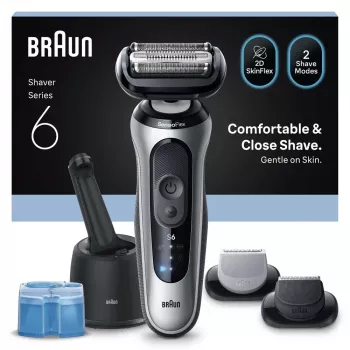 Braun Series 6 62-S7650cc ασημί - ξυριστική μηχανή με μεμβράνη με μπαταρία Li-Ion