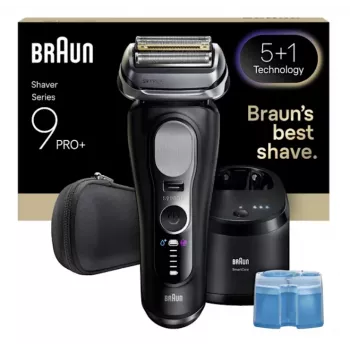 Ξυριστική μηχανή με μεμβράνη Braun Series 9 Pro+ 9660CC μαύρο ασημί ανοξείδωτο χάλυβα