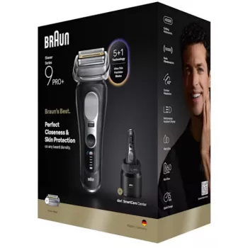 Ξυριστική μηχανή με μεμβράνη Braun Series 9 Pro+ 9660CC μαύρο ασημί ανοξείδωτο χάλυβα