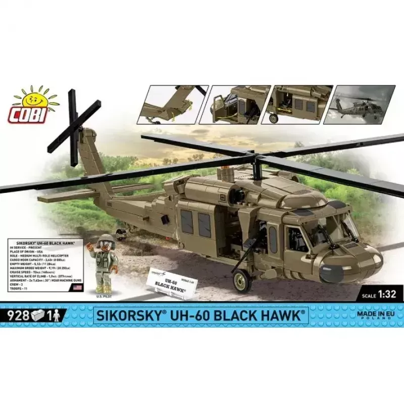 Σετ κατασκευής Cobi Sikorsky UH-60 Black Hawk 928 τούβλα, μοντέλο COBI-5906