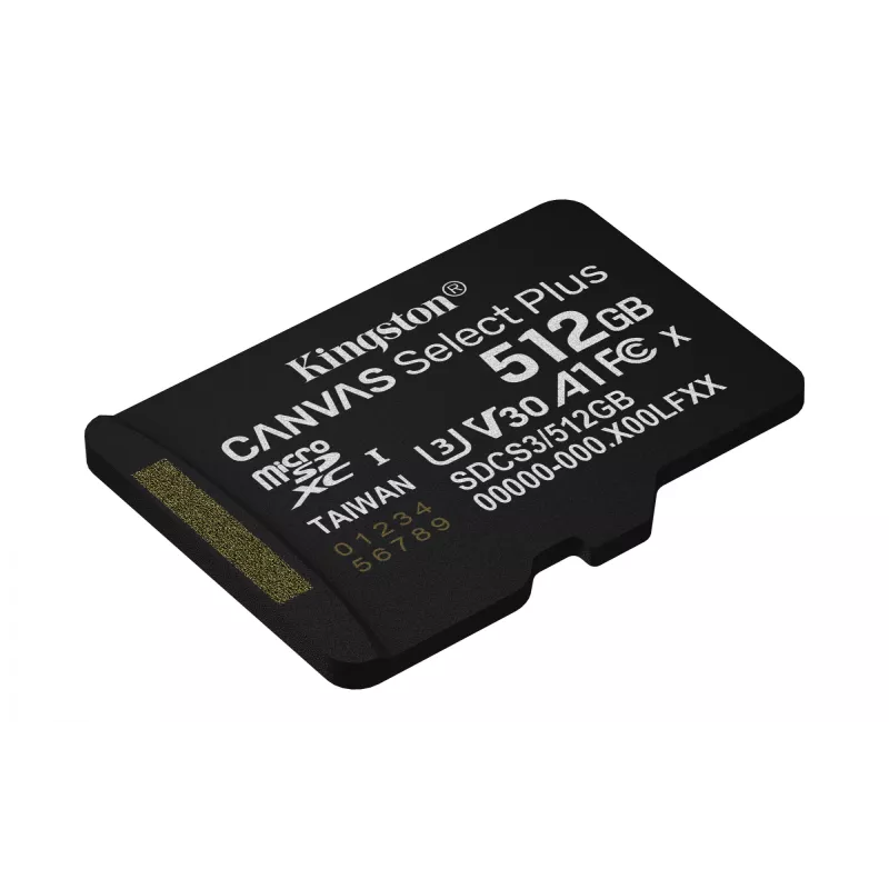 Kingston Technology 512GB micSDXC Canvas Select Plus Gen3 150R A1 Μεμονωμένη συσκευασία χωρίς ADP