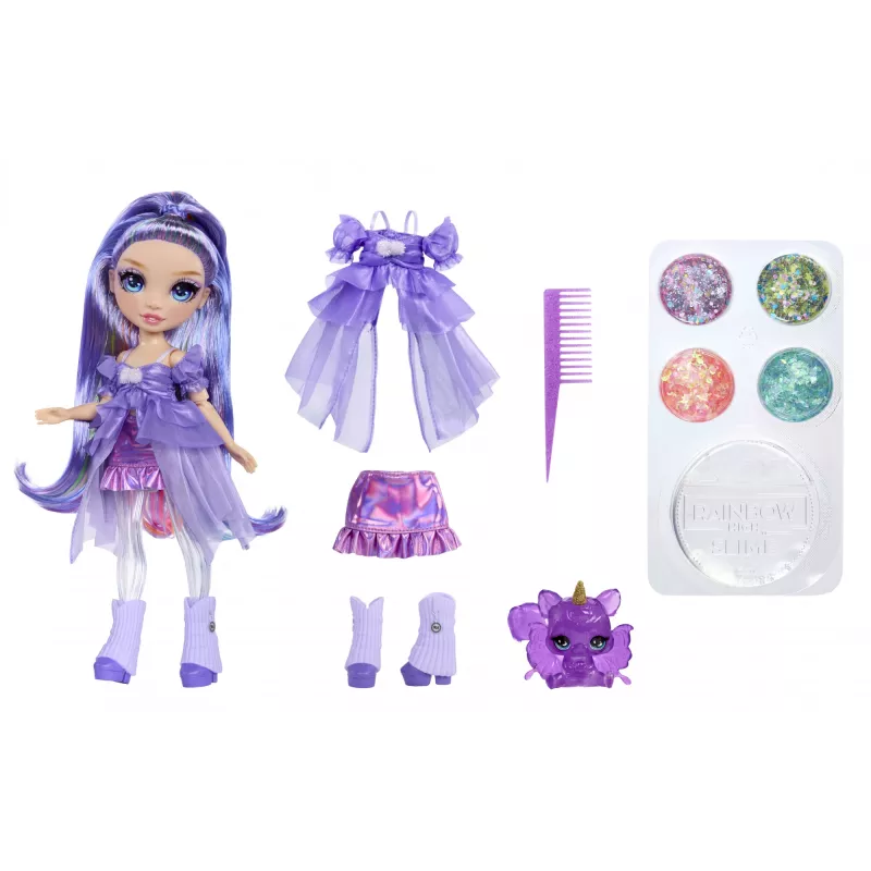Rainbow High Rainbow Shimmers με βλέννα κούκλα μόδας - Violet (μωβ)