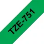 Επικαλυμμένη ταινία σήμανσης Brother TZe-751 24 mm – μαύρο σε πράσινο, 8 m, γκρι κασέτα