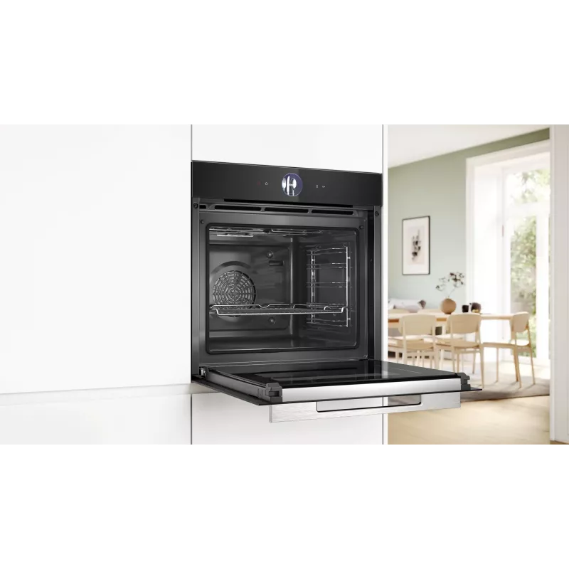 Bosch Serie 8 HRG7764B1 εντοιχιζόμενος φούρνος, 60 cm, 71 l, A+, ατμός, AirFry, πυρόλυση, Home Connect, μαύρος
