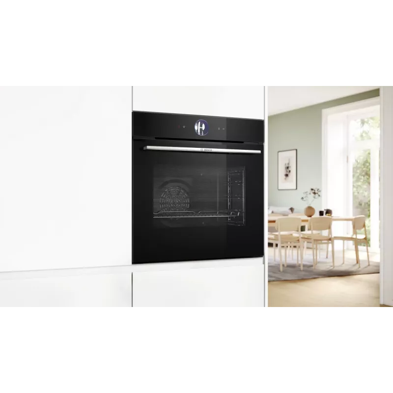 Bosch Serie 8 HRG7764B1 εντοιχιζόμενος φούρνος, 60 cm, 71 l, A+, ατμός, AirFry, πυρόλυση, Home Connect, μαύρος