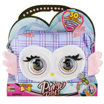 Purse Pets, Print Perfect Hoot Couture Owl, διαδραστικό παιχνίδι και τσάντα χειρός με πάνω από 30 ήχους και αντιδράσεις, παιχνίδι για κορίτσια από 5 ετών