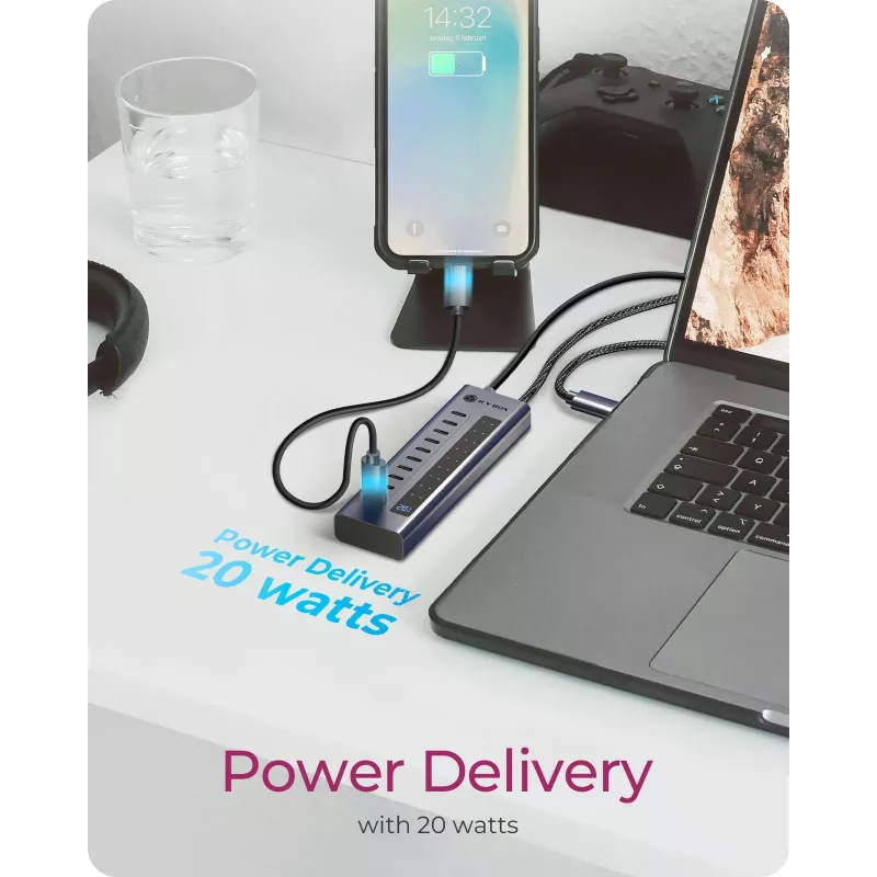 USB Hub icybox IB-HUB1450-C31 — 10 θύρες, USB 3.2