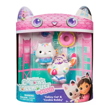Gabbys Puppenhaus: Der Film, Cakey Cat & Cookie Bobby, φιγούρες με 2 αξεσουάρ, παιδικό παιχνίδι για κορίτσια & αγόρια από 3 ετών