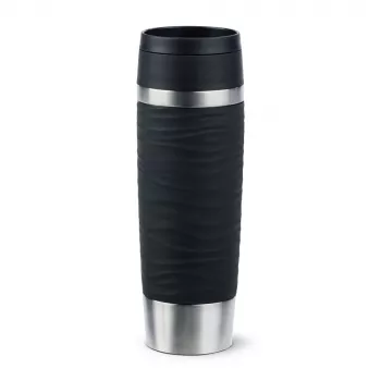 EMSA Travel Mug Waves Grande 500 ml μαύρο, ανοξείδωτο ατσάλι