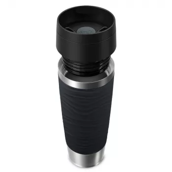 EMSA Travel Mug Waves Grande 500 ml μαύρο, ανοξείδωτο ατσάλι