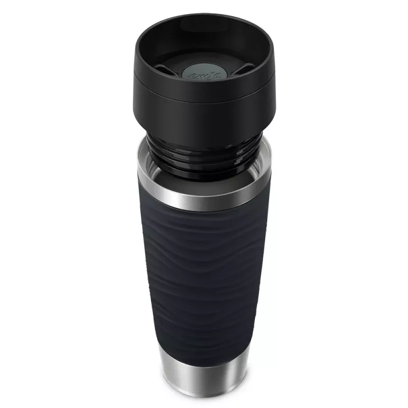 EMSA Travel Mug Waves Grande 500 ml μαύρο, ανοξείδωτο ατσάλι