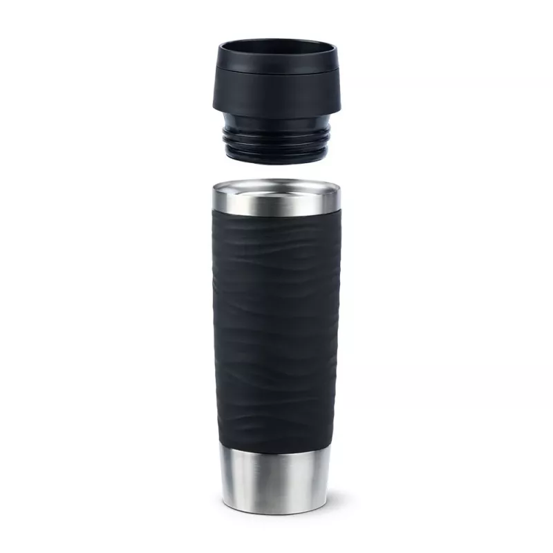 EMSA Travel Mug Waves Grande 500 ml μαύρο, ανοξείδωτο ατσάλι