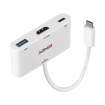 Lindy μετατροπέας USB 3.2 Type-C σε HDMI με θύρα USB Type-A και Power Delivery