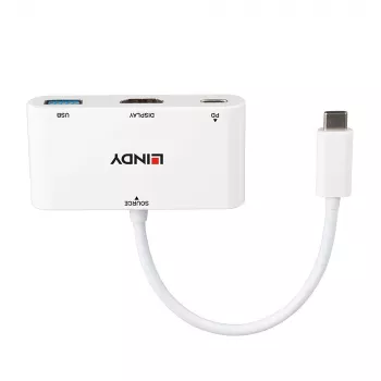 Lindy μετατροπέας USB 3.2 Type-C σε HDMI με θύρα USB Type-A και Power Delivery