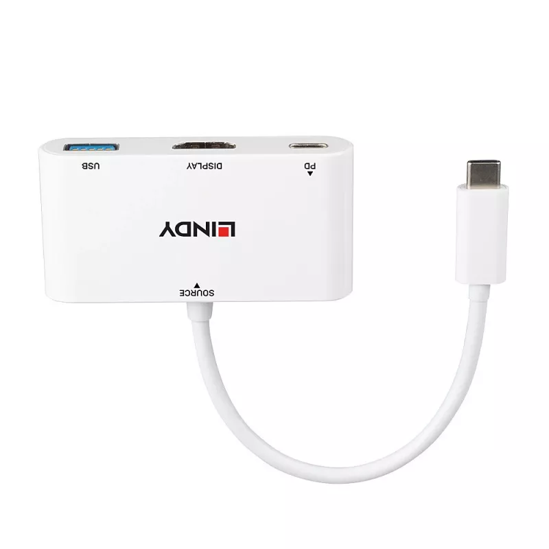 Lindy μετατροπέας USB 3.2 Type-C σε HDMI με θύρα USB Type-A και Power Delivery