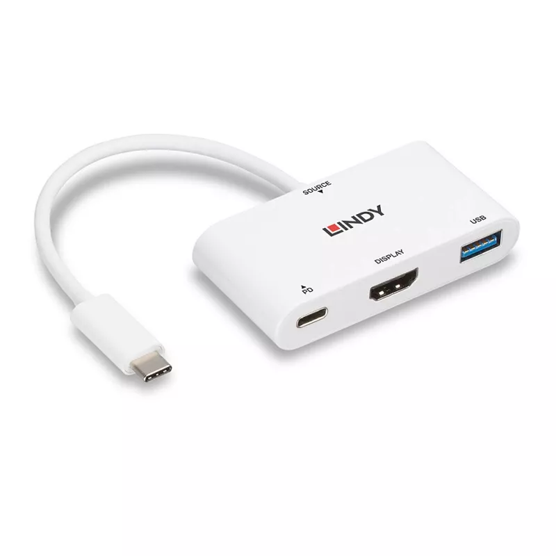 Lindy μετατροπέας USB 3.2 Type-C σε HDMI με θύρα USB Type-A και Power Delivery