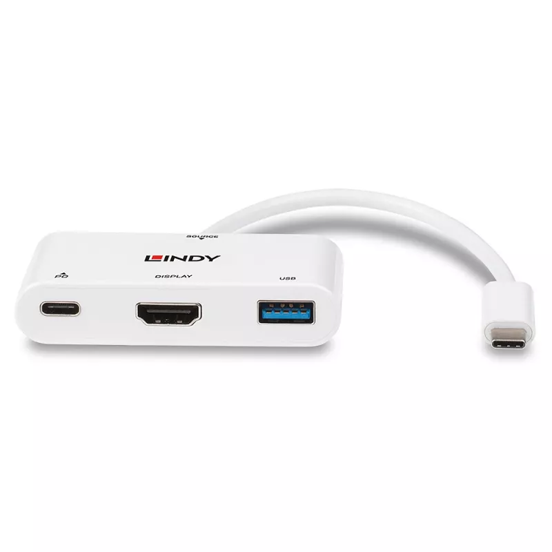 Lindy μετατροπέας USB 3.2 Type-C σε HDMI με θύρα USB Type-A και Power Delivery