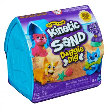 Παιδικό σετ Kinetic Sand Spinmaster Kinetic Sand Doggie Dig με φόρμα, πολύχρωμο, από 5 ετών