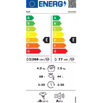 Neff V6540X3 πλυντήριο-στεγνωτήριο εντοιχιζόμενο μπροστινής φόρτωσης λευκό