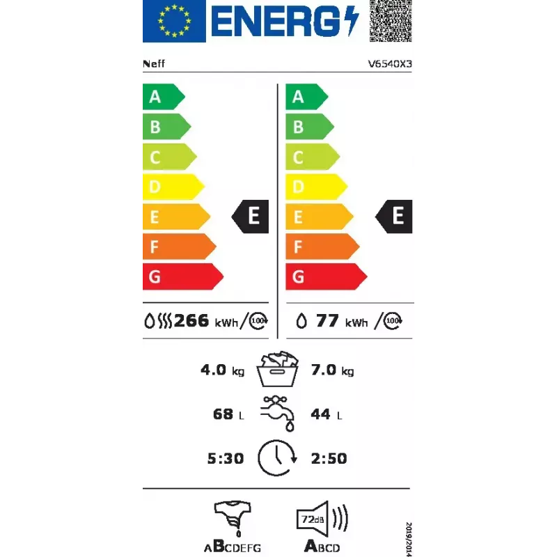 Neff V6540X3 πλυντήριο-στεγνωτήριο εντοιχιζόμενο μπροστινής φόρτωσης λευκό