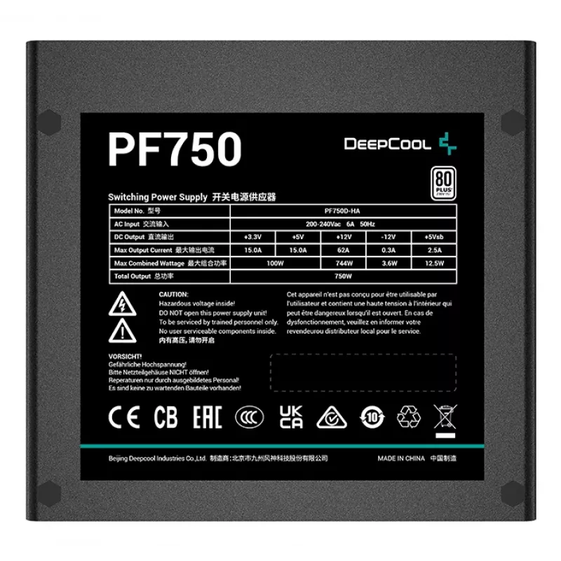 DEEPCOOL Pf750 τροφοδοτικό 750 W 20+4-Pin ATX - μαύρο