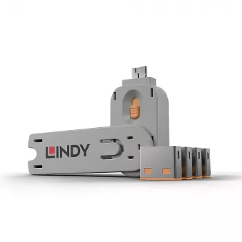Portblocker Lindy USB Port Blocker συσκευασία με 4 τεμ. χρώμα πορτοκαλί