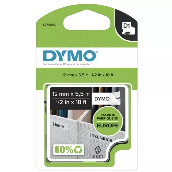 DYMO D1 ετικέτες πολυεστέρα υψηλής απόδοσης μόνιμες | 12 mm x 5,5 m ρολό | μαύρη εκτύπωση σε λευκό | αυτοκόλλητες ετικέτες για εκτυπωτές ετικετών LabelManager | γνήσιες