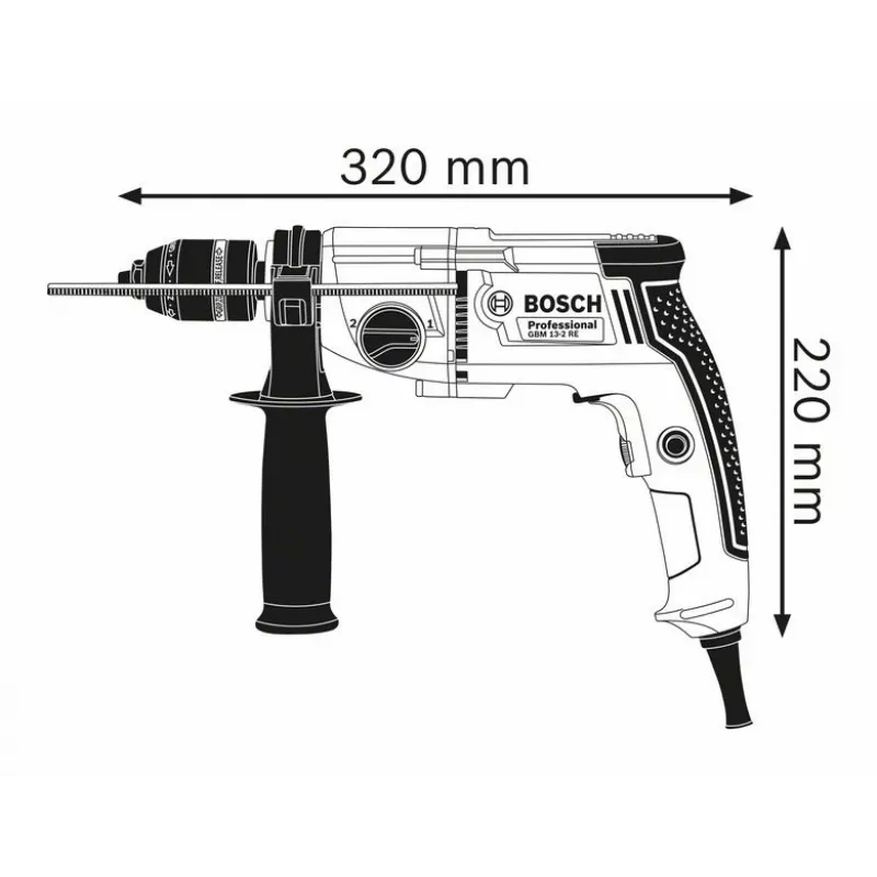 Bosch GBM 13-2 RE Professional δράπανο, 750 W, 3000 σ.α.λ., 39,5 Nm, τσοκ ταχείας σύσφιξης, μπλε