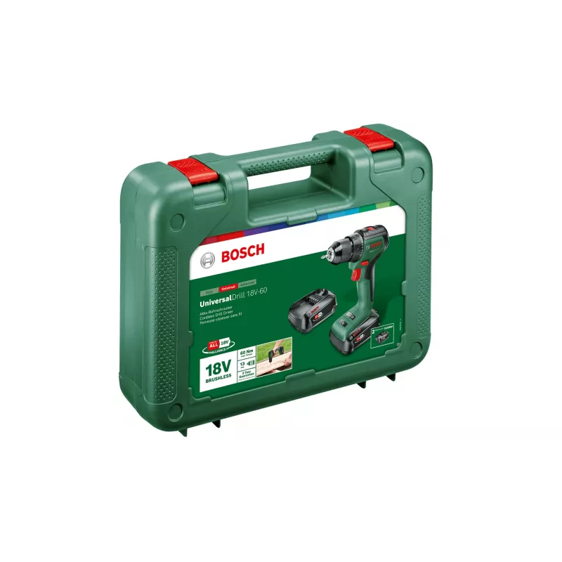 Bosch UniversalBohrschrauber 18V-60 1900 U/min Χωρίς κλειδί 1,3 kg Μαύρο, Πράσινο