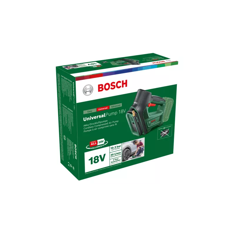 Bosch UniversalPump 18V 0603947100 ασύρματη αντλία αέρα, έως 10 bar, χωρίς μπαταρία και φορτιστή, πράσινο/μαύρο