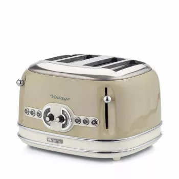 Ariete 156 Τοστιέρα Vintage 4 θέσεων, 1600 Watt, 6 βαθμίδες φρυγανίσματος, ανοξείδωτο χάλυβας βαμμένο σε παστέλ μπεζ, χωρίς λαβίδες σάντουιτς