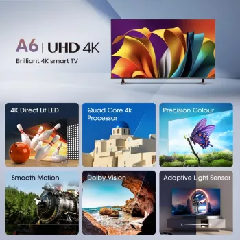 Hisense 50E6NT έξυπνη τηλεόραση 4K Ultra HD 126 cm (50 ιντσών), Wi-Fi, Bluetooth, HDR10+, 300 cd/m², μαύρη