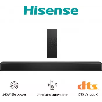 Hisense HS2100 Soundbar, 2.1 κανάλια, 240 W, DTS Virtual:X, Dolby Digital Plus