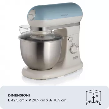 Ariete 1588 Vintage Mixer, πλανητικός μίξερ για ψωμί, πίτσα, κέικ και ζαχαροπλαστική, χωρητικότητα 5,5 L, 7 ταχύτητες, 2400 Watt, παστέλ μπλε
