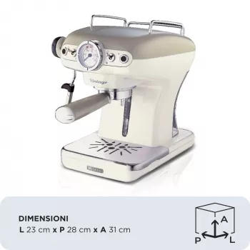Ariete 1389 Vintage μηχανή espresso - μηχανή espresso για αλεσμένο καφέ ή ESE-Pads, σε παστέλ μπεζ χρώμα
